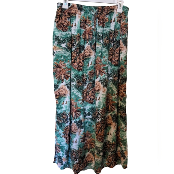 Island Planet elastic waist, Lightweight flowing Tropical Maxi Skirt Sz. M/L - Picture 8 of 13
